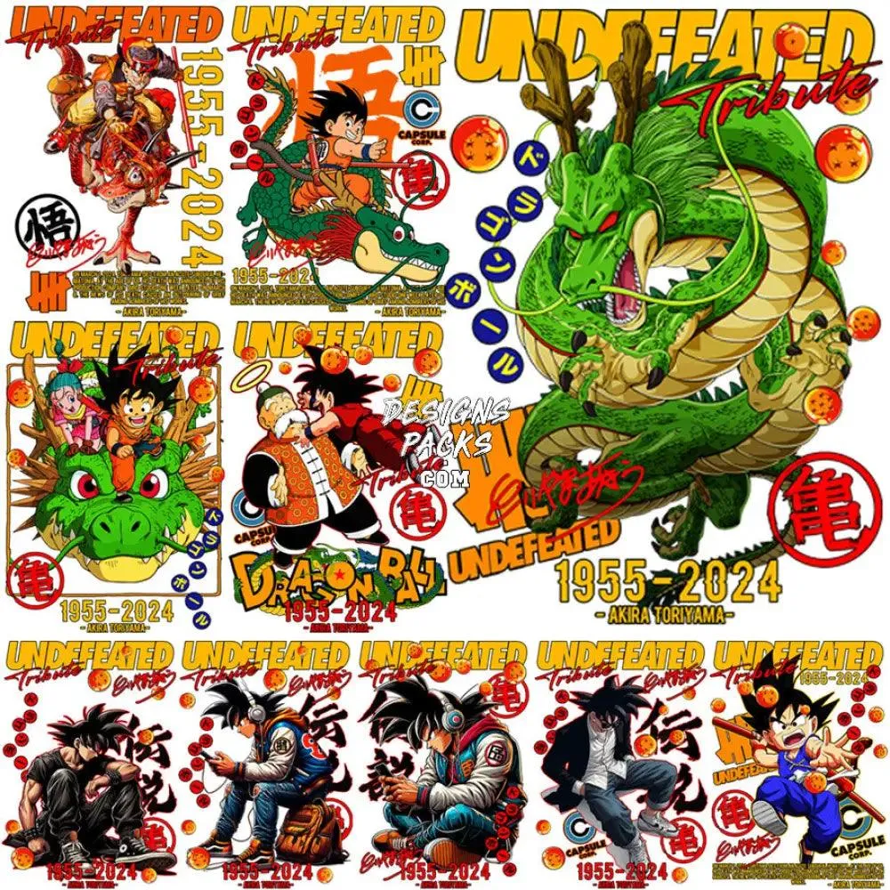 10 Dragon Ball Brand Akira Akira Toriyama Anime Streetwear Designs Bundle PNG   PSD