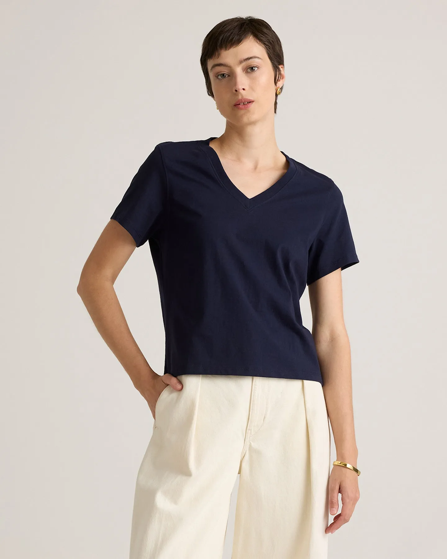 100% Organic Cotton V Neck Tee