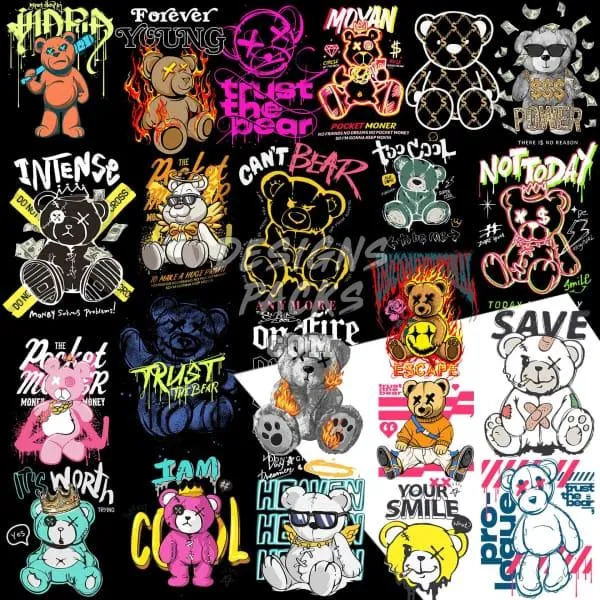 22 Teddy Bear Designs Bundle PNG