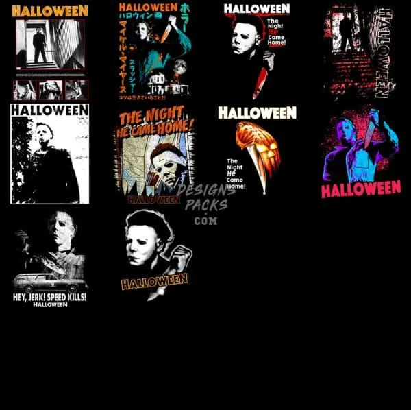 25 Halloween Horror Movie Designs Bundle PNG