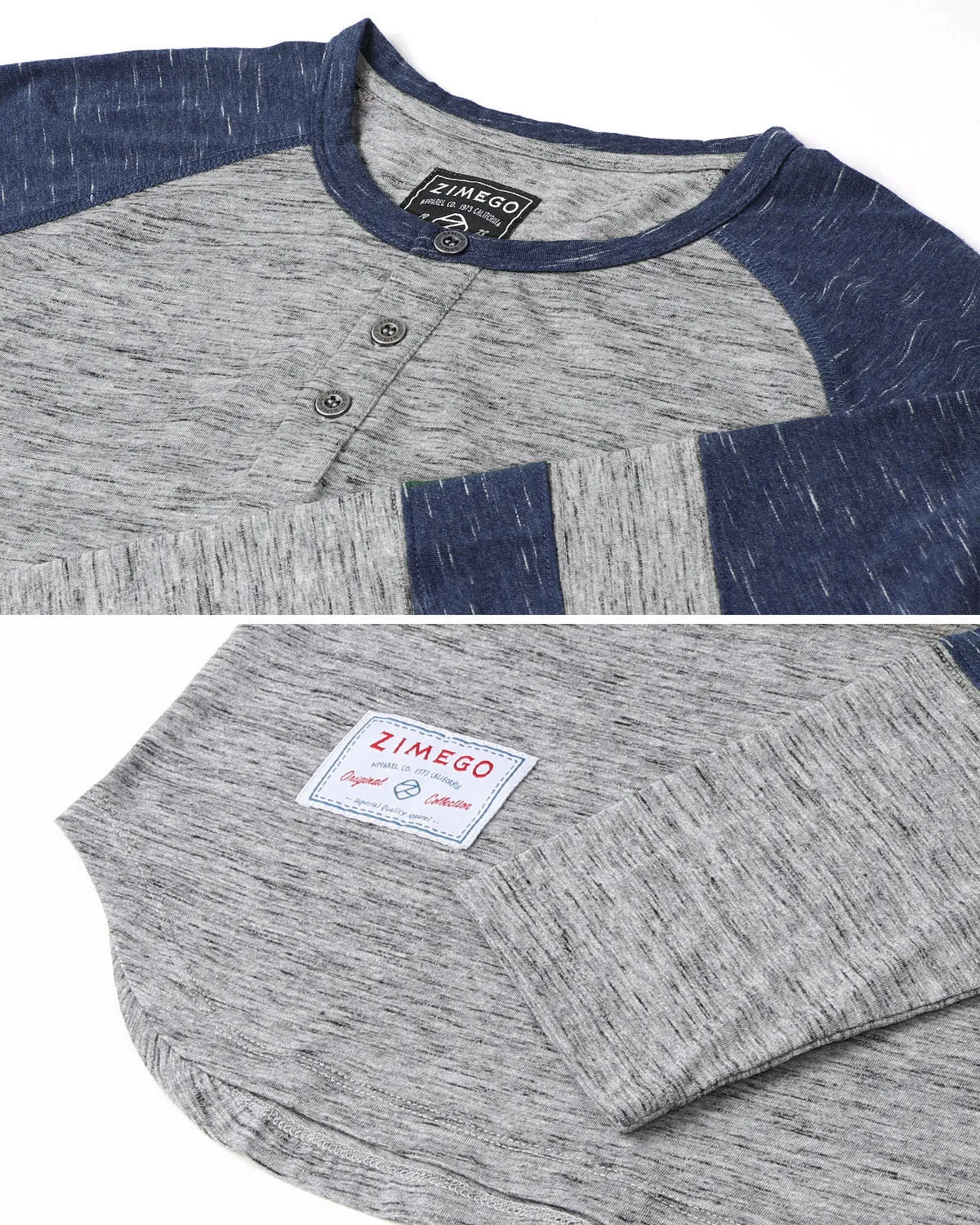 3/4 Sleeve NAVY Baseball Football College Raglan Henley Athletic T-Shirt