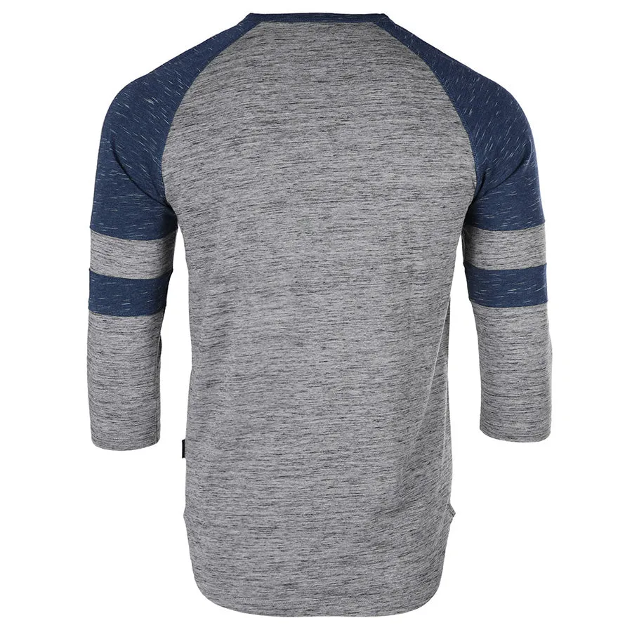 3/4 Sleeve NAVY Baseball Football College Raglan Henley Athletic T-Shirt