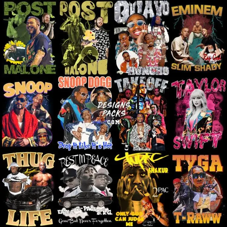 37 Music Stars Mix Bootleg Designs Bundle PNG