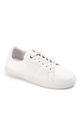49913 Trendy Solid Lace Up White Fashion Sneaker