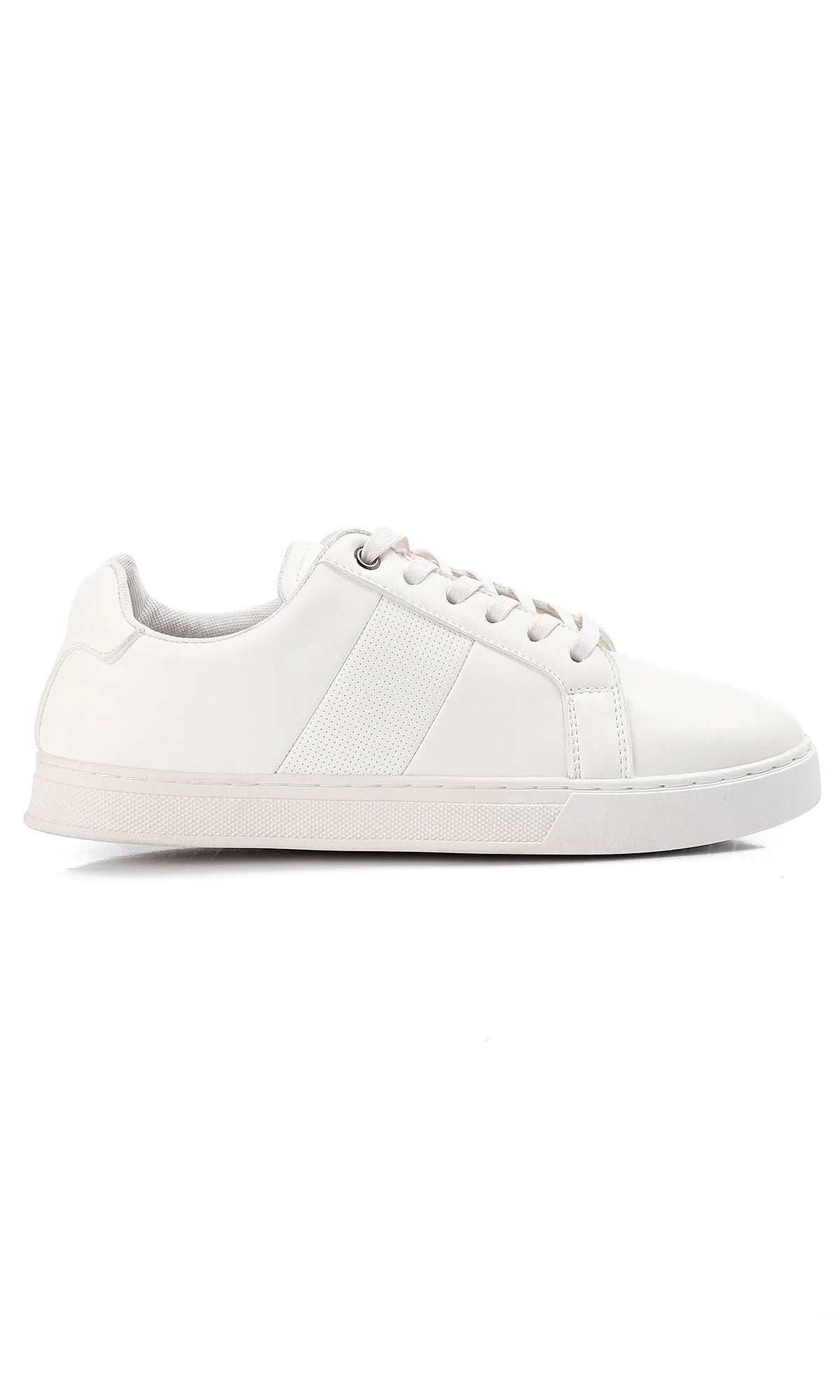 49913 Trendy Solid Lace Up White Fashion Sneaker