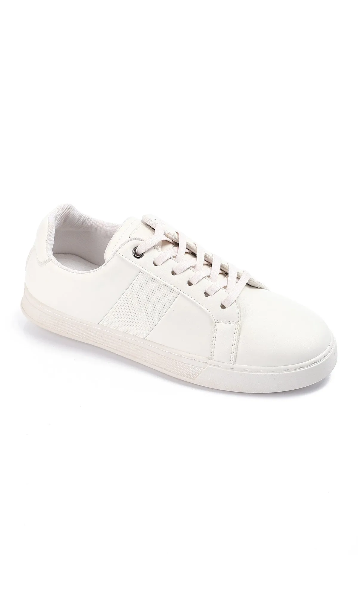49913 Trendy Solid Lace Up White Fashion Sneaker