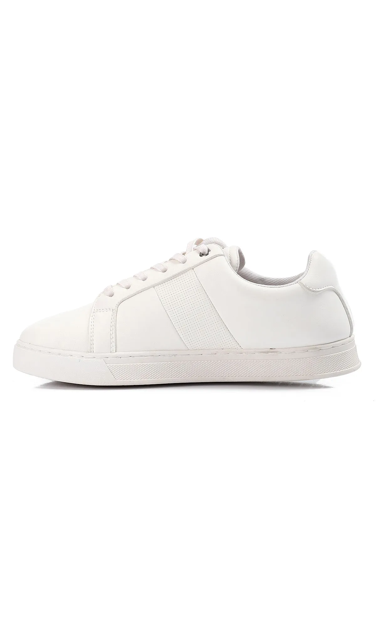 49913 Trendy Solid Lace Up White Fashion Sneaker