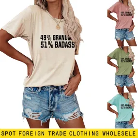 49%GRANDMA Womens Casual Loose Short-sleeved Shirt