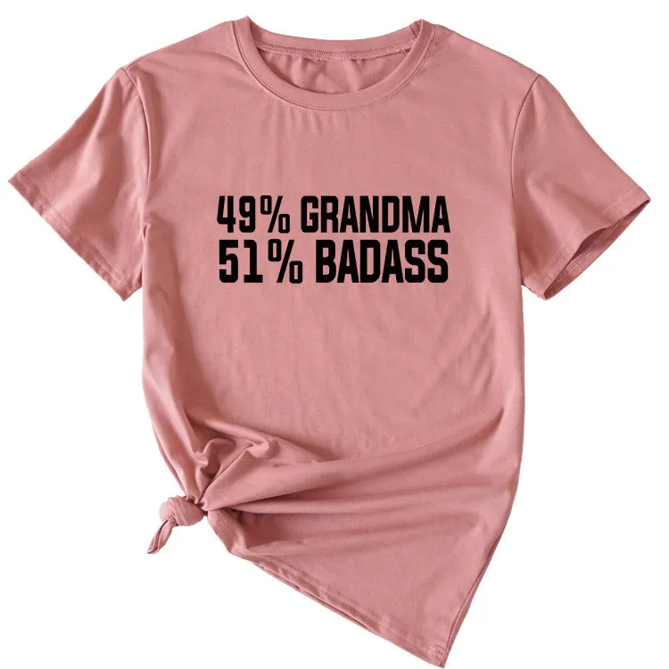 49%GRANDMA Womens Casual Loose Short-sleeved Shirt
