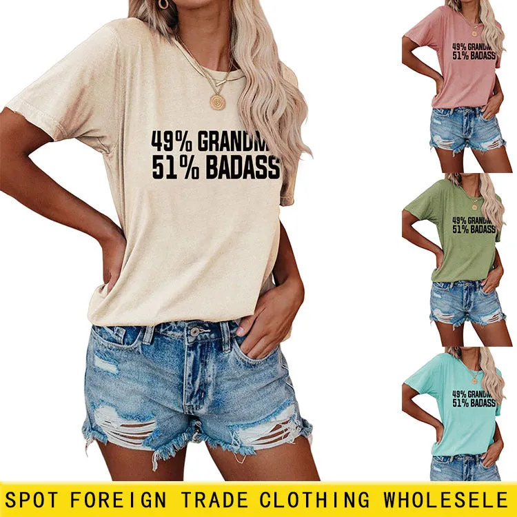 49%GRANDMA Womens Casual Loose Short-sleeved Shirt