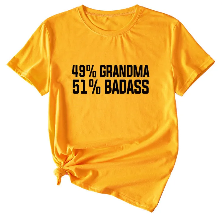 49%GRANDMA Womens Casual Loose Short-sleeved Shirt