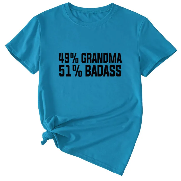 49%GRANDMA Womens Casual Loose Short-sleeved Shirt