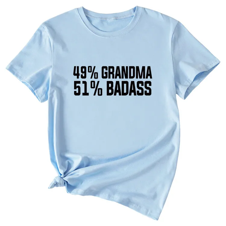 49%GRANDMA Womens Casual Loose Short-sleeved Shirt