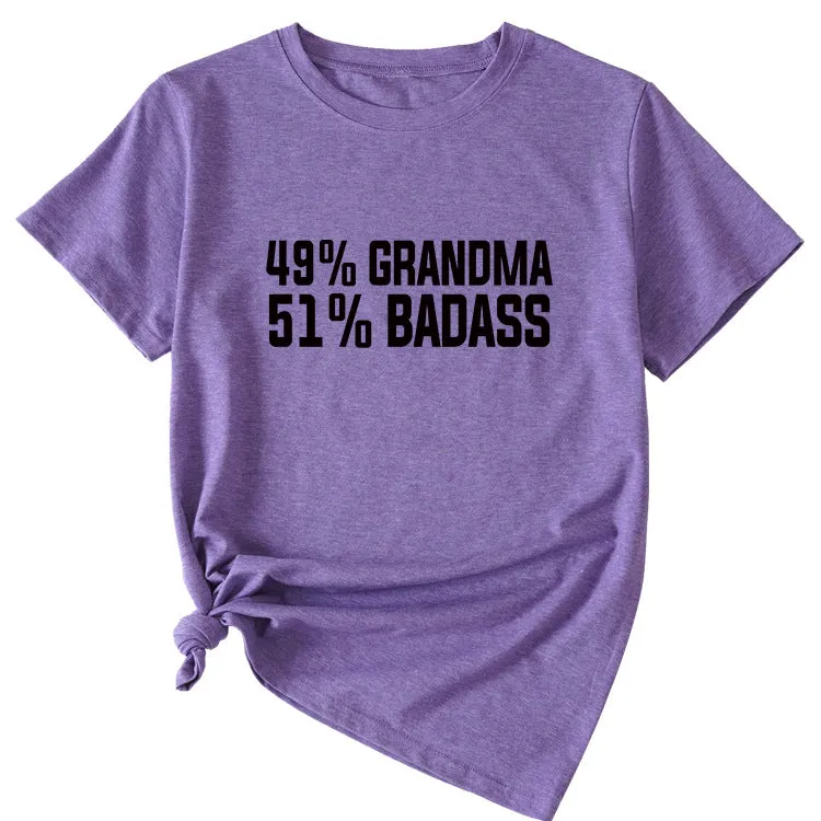 49%GRANDMA Womens Casual Loose Short-sleeved Shirt