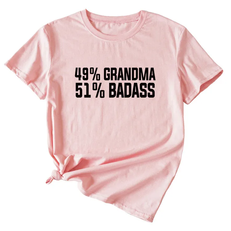 49%GRANDMA Womens Casual Loose Short-sleeved Shirt