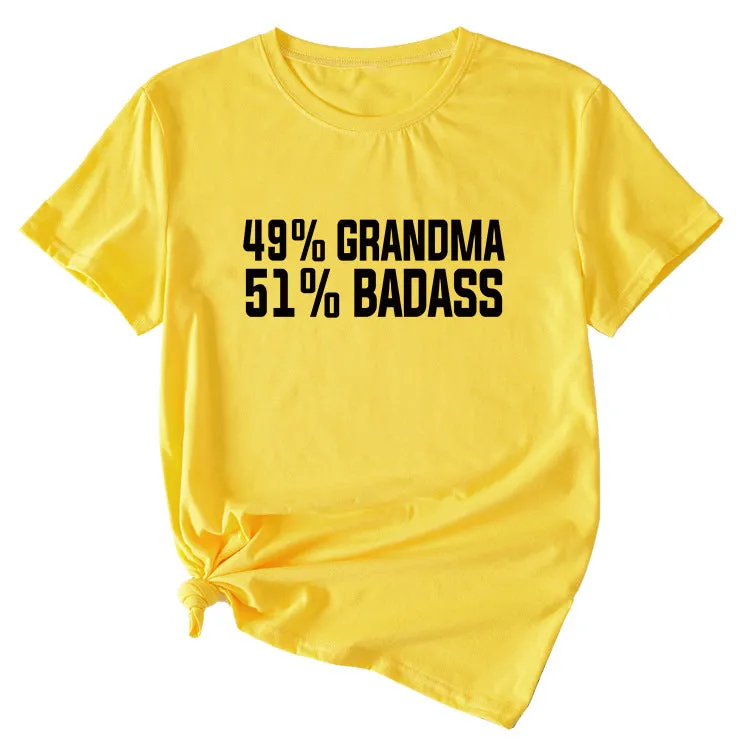 49%GRANDMA Womens Casual Loose Short-sleeved Shirt