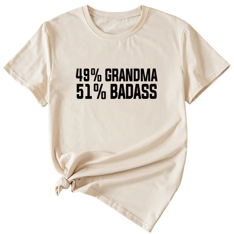49%GRANDMA Womens Casual Loose Short-sleeved Shirt