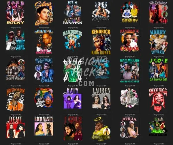 50 Hip Hop Rap mix V5 Designs Bundle PNG