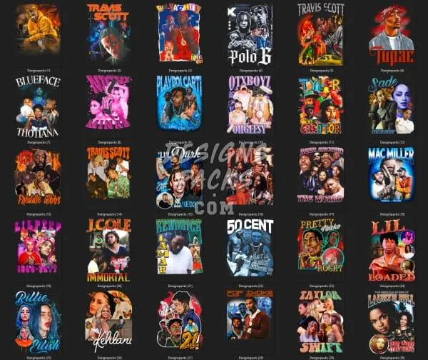 50 Hip Hop Rap mix V5 Designs Bundle PNG
