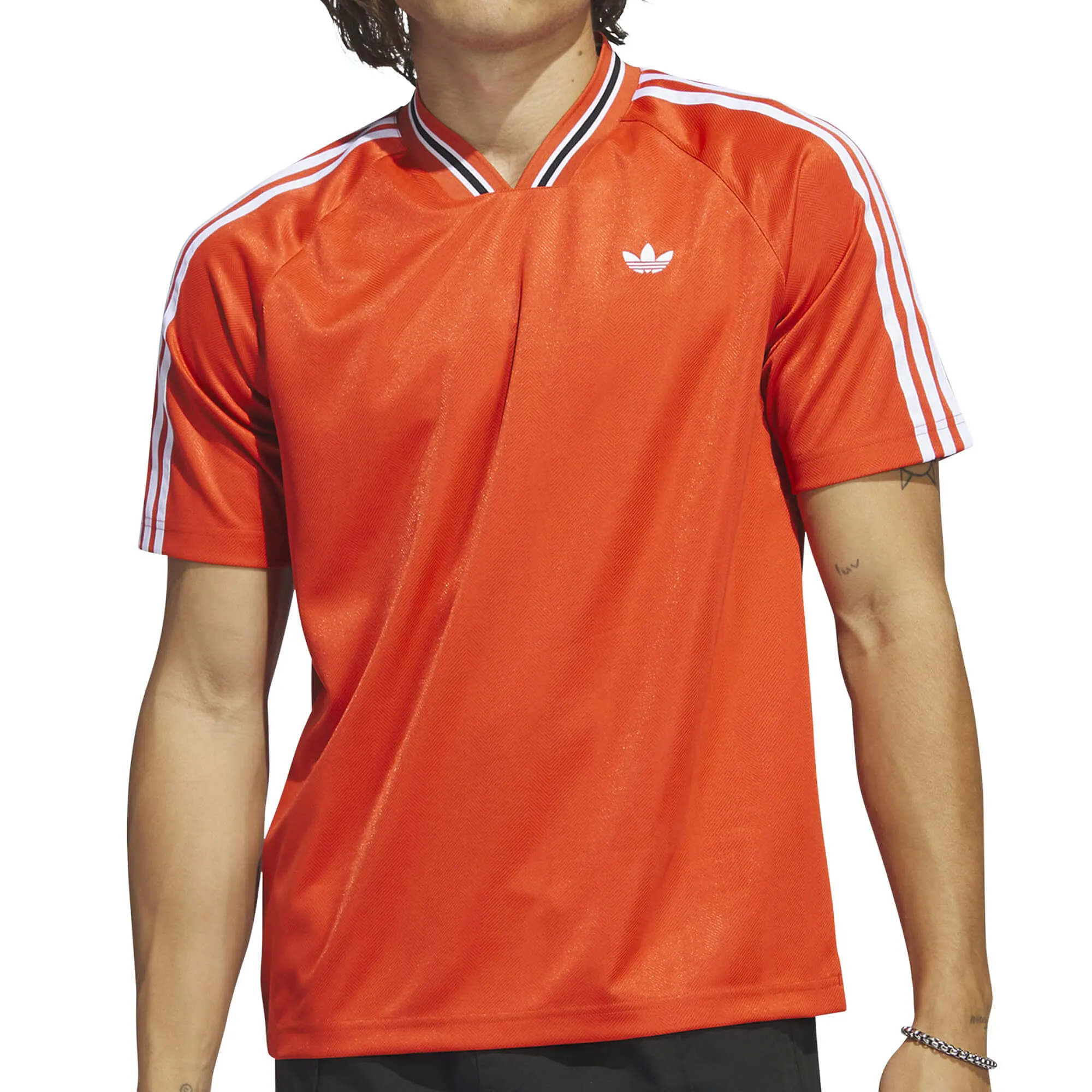 Adidas Herringbone Jersey T-Shirt | Preloved Red / White / Black
