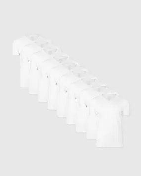 All White V-Neck Tee 9-Pack