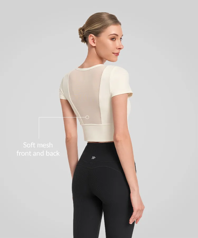 Anywhere Round Neck Mesh Short Running T-shirt | Women's Sports T-shirt
