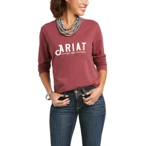 Ariat Ladies REAL Long Sleeve Fig Galaxy Red Logo Tee 10037523