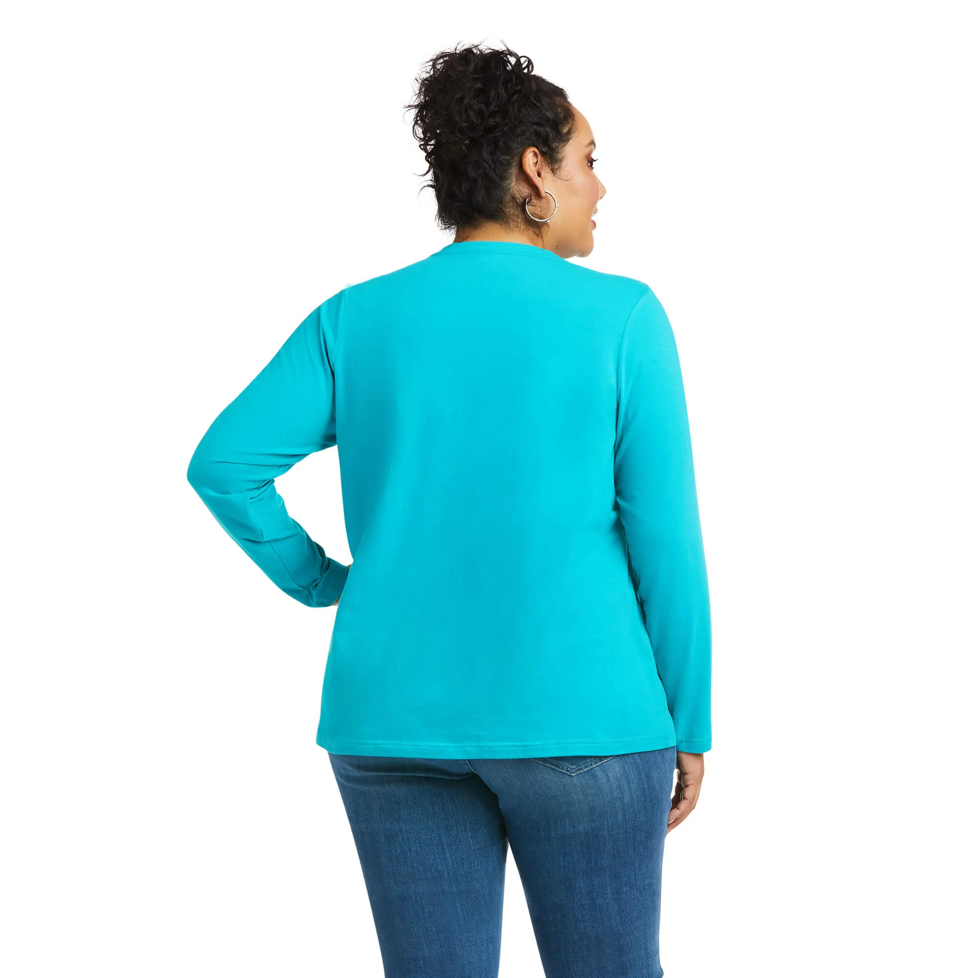 Ariat Ladies REAL Long Sleeve Lake Blue Logo Tee 10037524