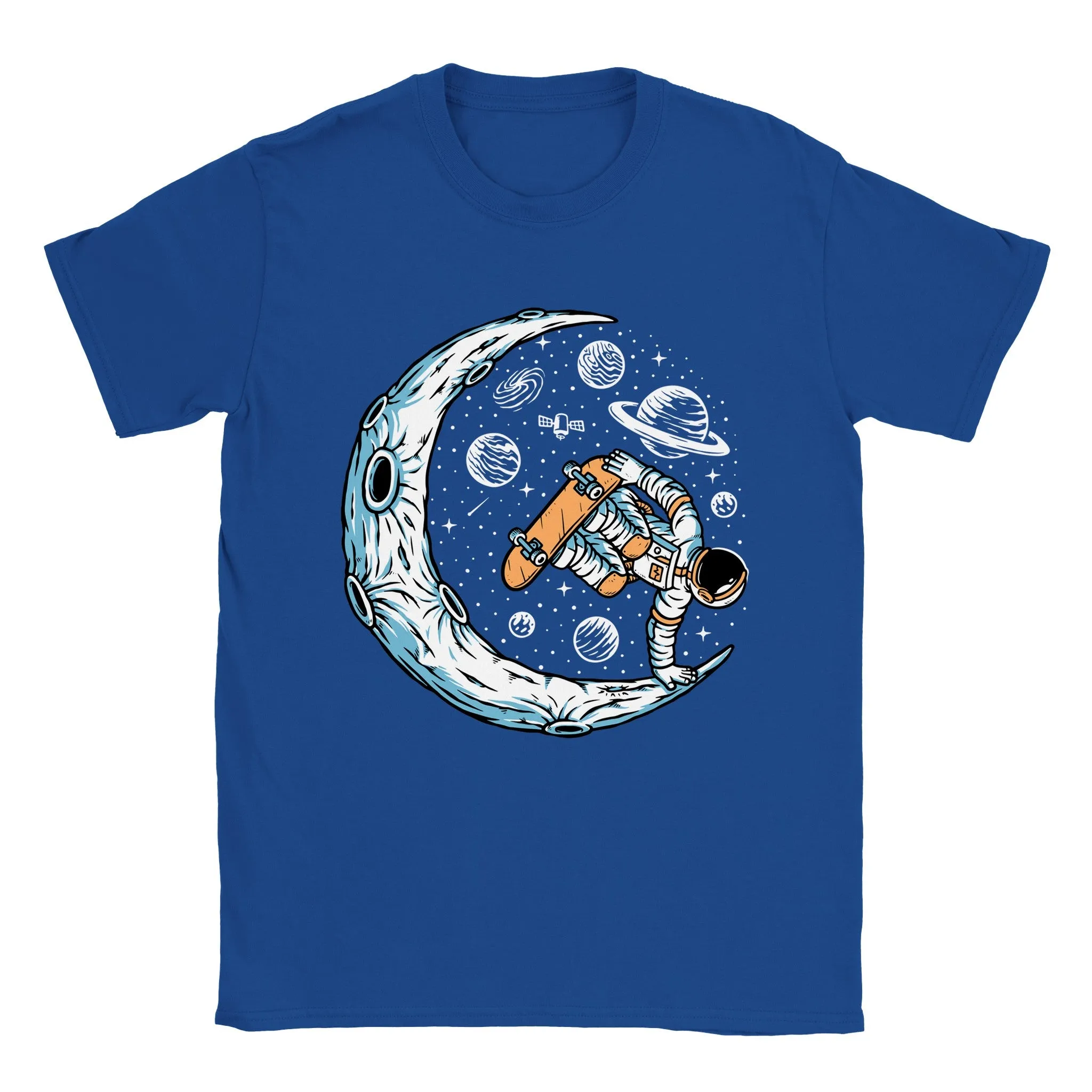 Astronaut Skateboarding a Half-pipe Moon - Classic Unisex Crewneck T-shirt