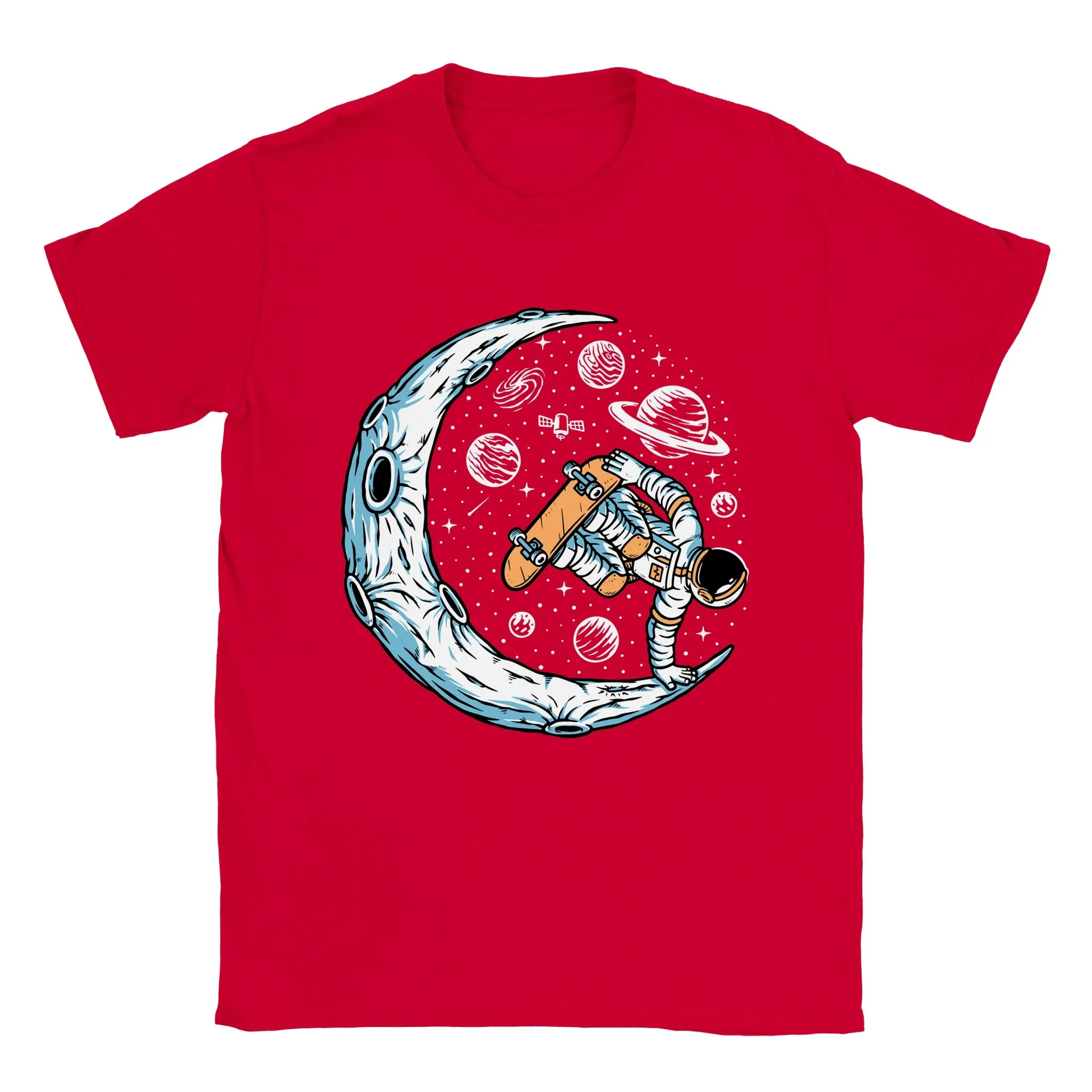 Astronaut Skateboarding a Half-pipe Moon - Classic Unisex Crewneck T-shirt