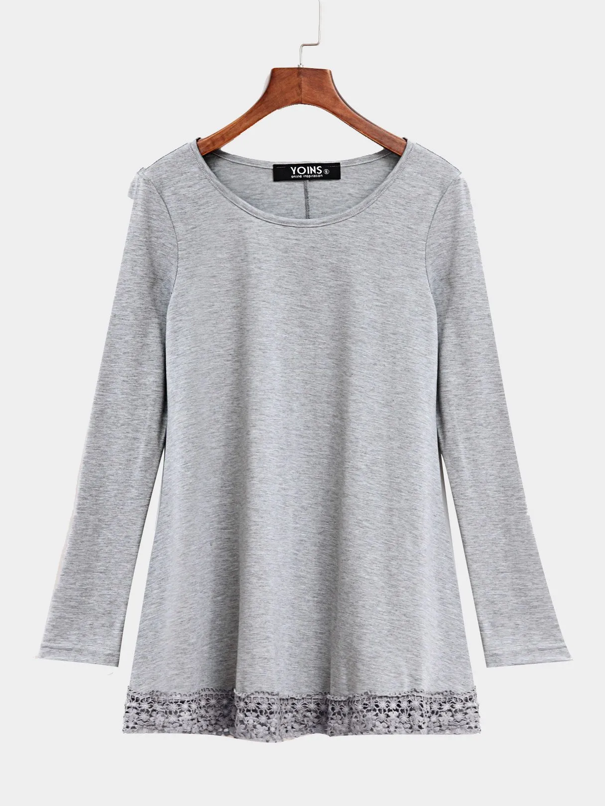 Asymmetric Jersey Top With Crochet Lace Hem