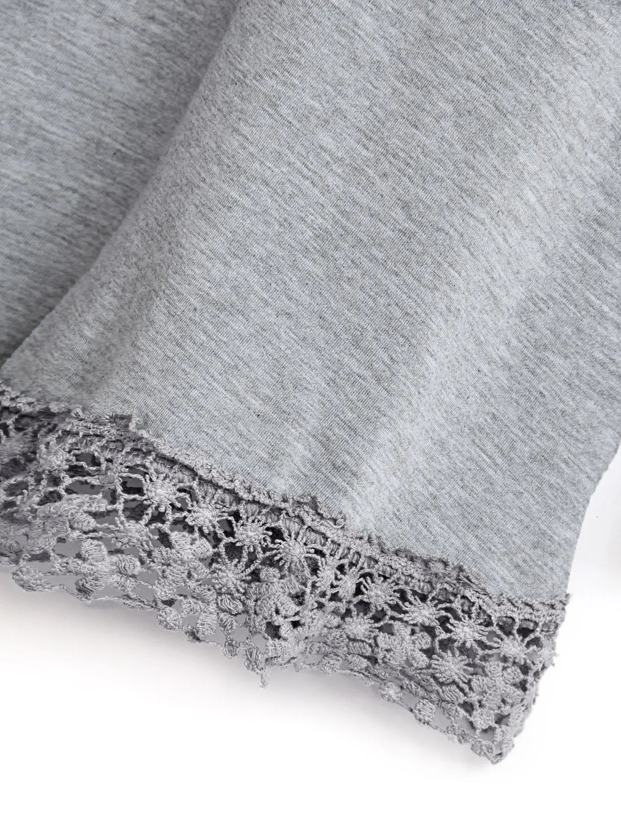 Asymmetric Jersey Top With Crochet Lace Hem