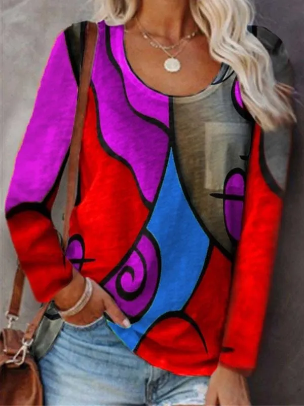Autumn Abstract Print Blouse