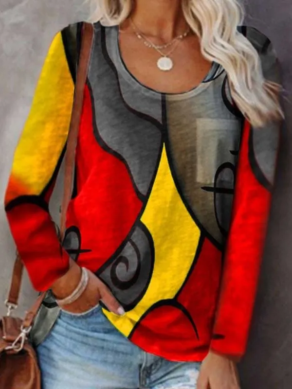Autumn Abstract Print Blouse
