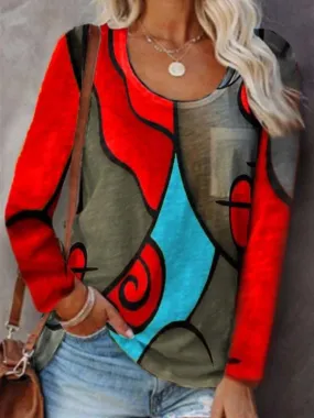Autumn Abstract Print Blouse