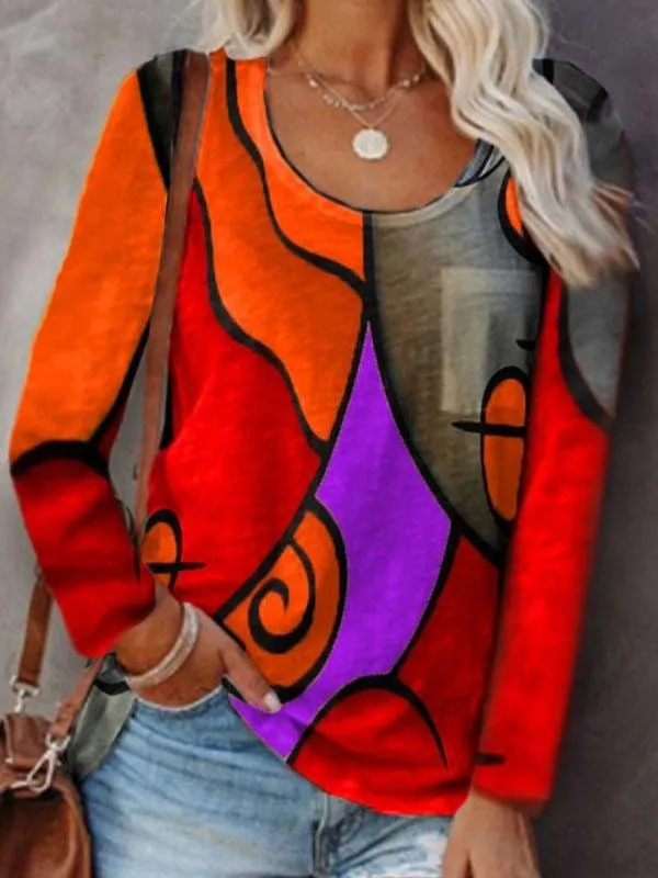 Autumn Abstract Print Blouse