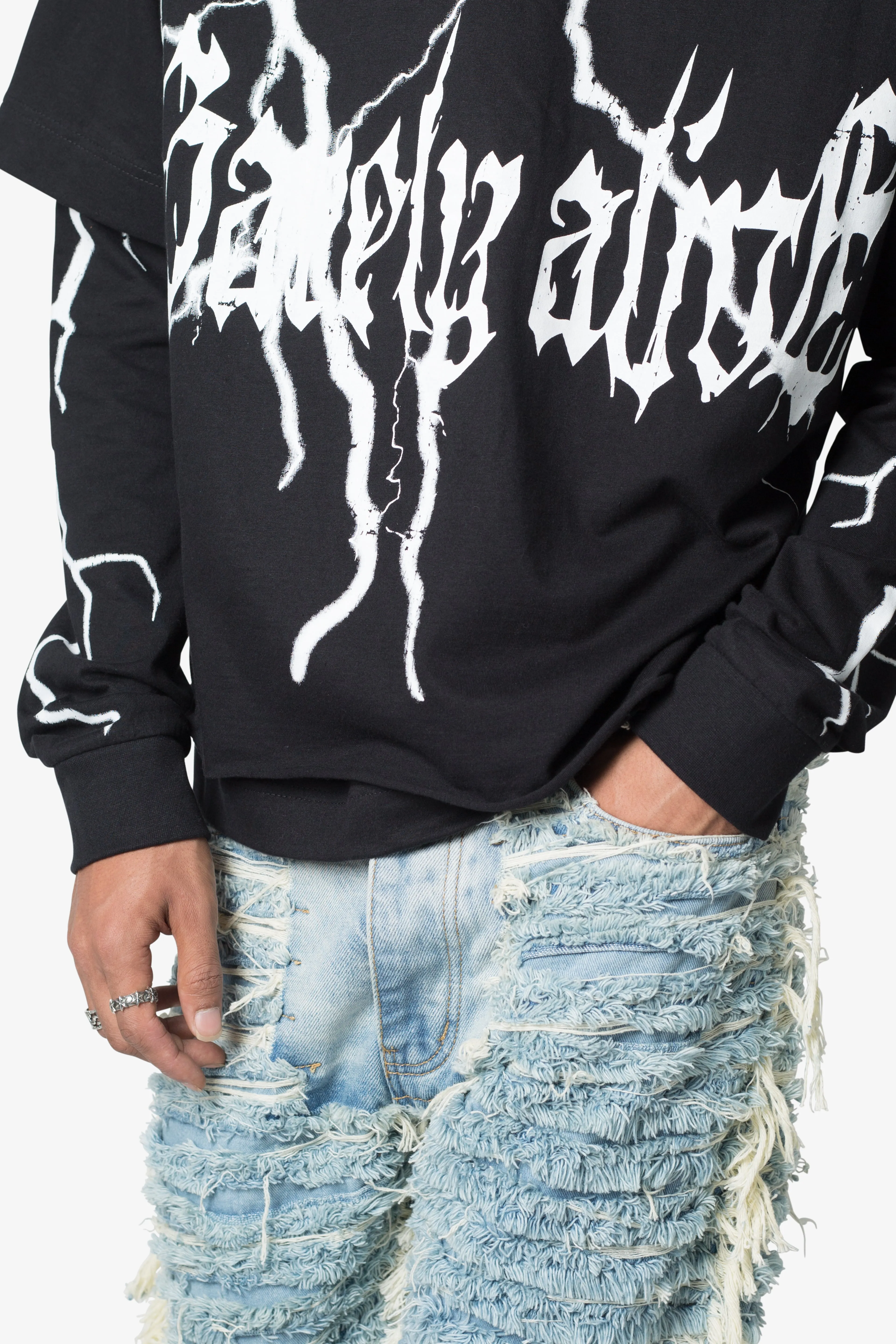 Barely Alive Double Layer Tee - Black