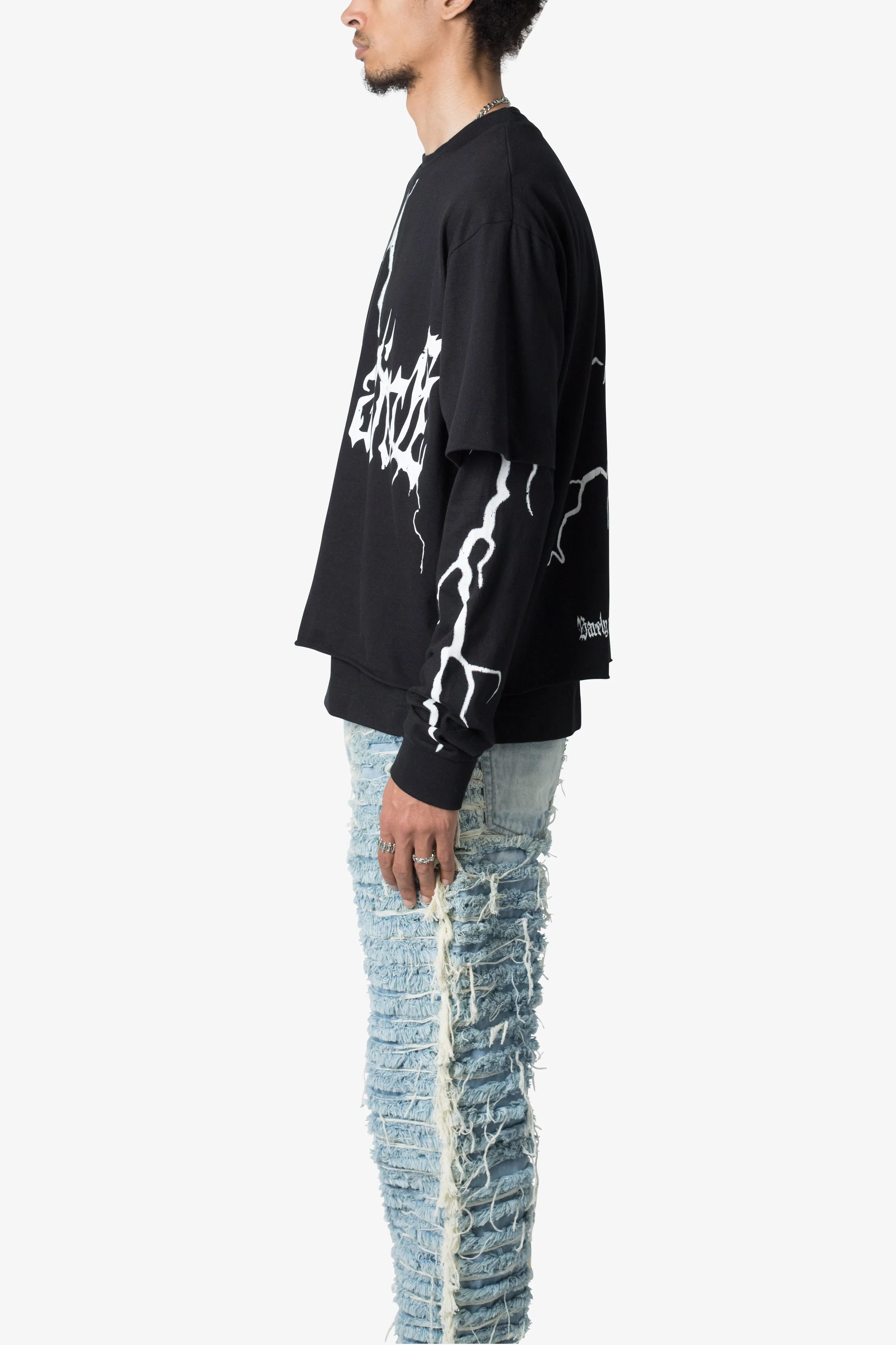 Barely Alive Double Layer Tee - Black