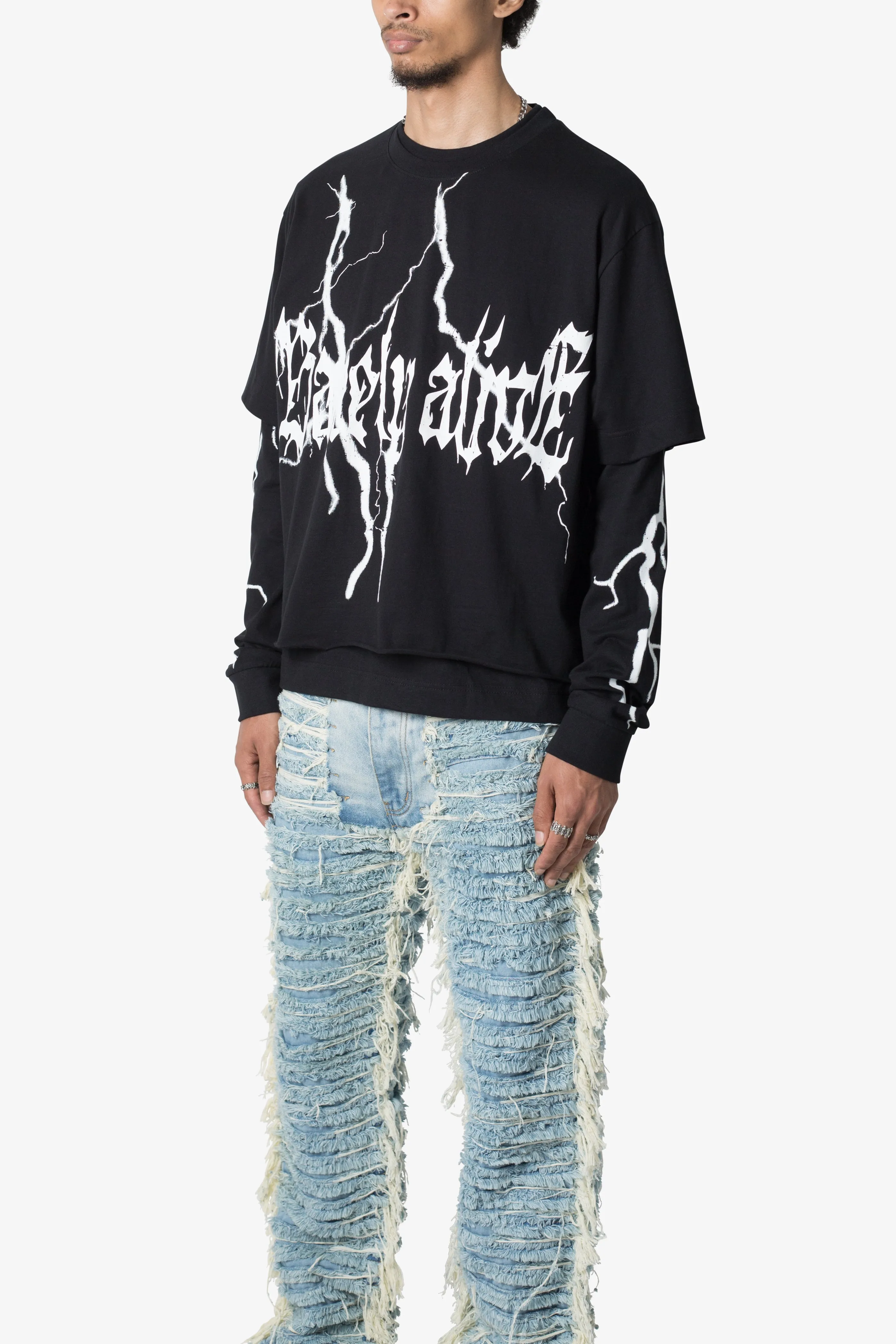 Barely Alive Double Layer Tee - Black