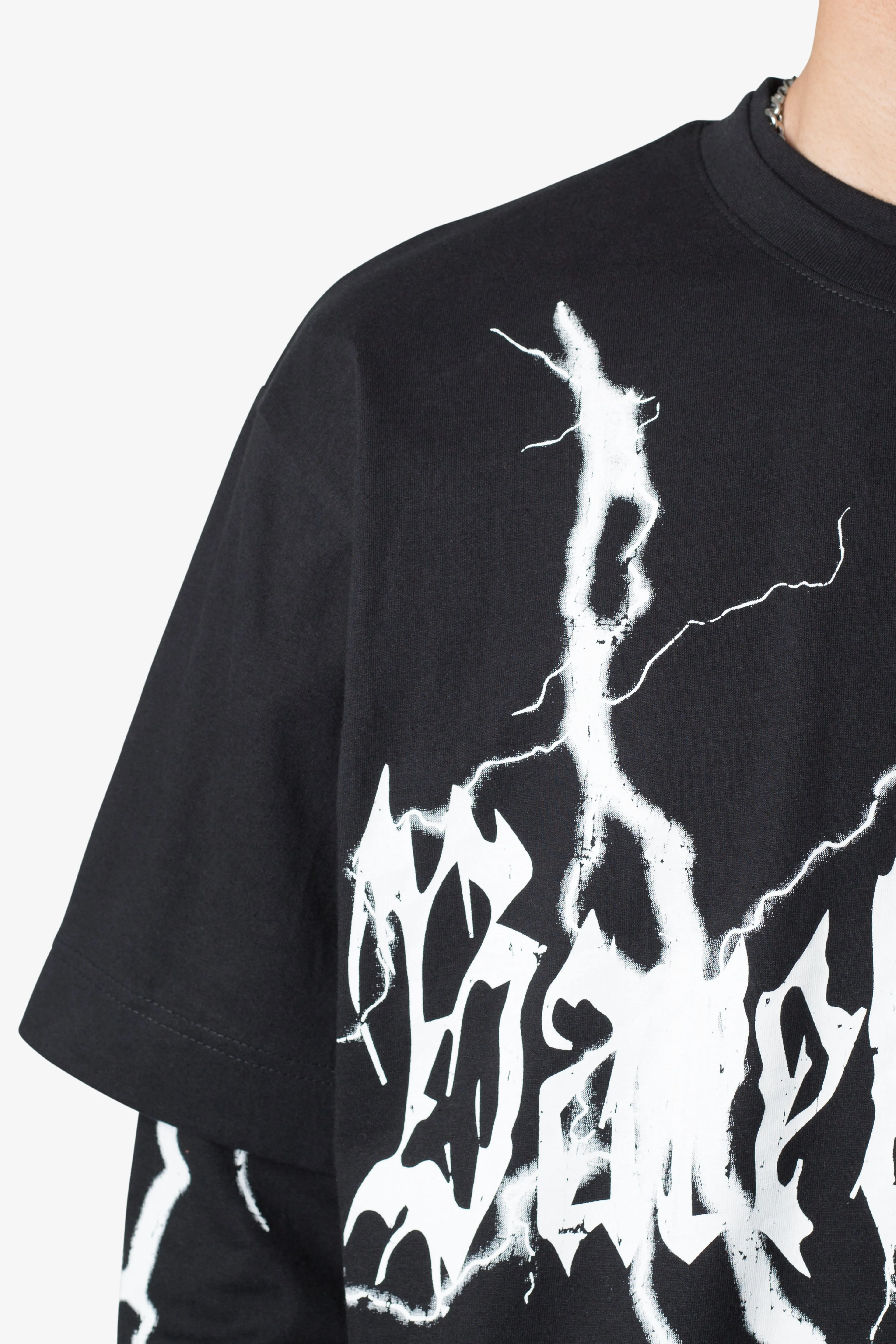 Barely Alive Double Layer Tee - Black