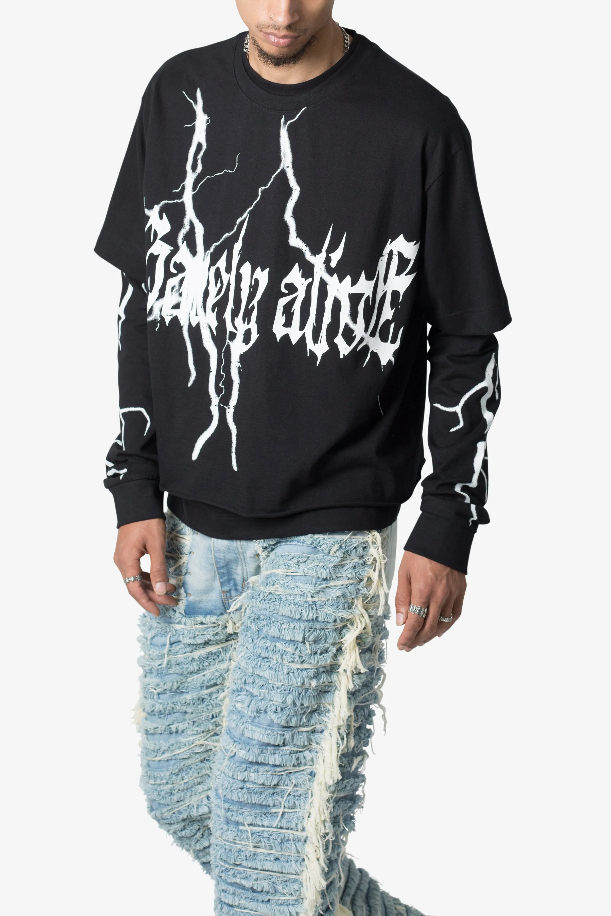 Barely Alive Double Layer Tee - Black