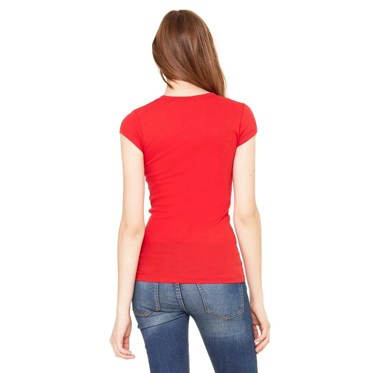 Bella   Canvas Women's Red Sheer Mini Rib Short-Sleeve T-Shirt