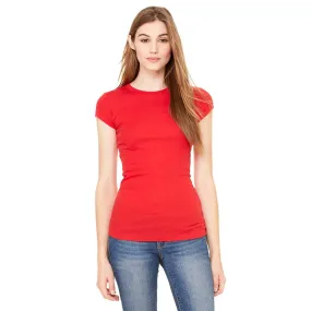 Bella   Canvas Women's Red Sheer Mini Rib Short-Sleeve T-Shirt