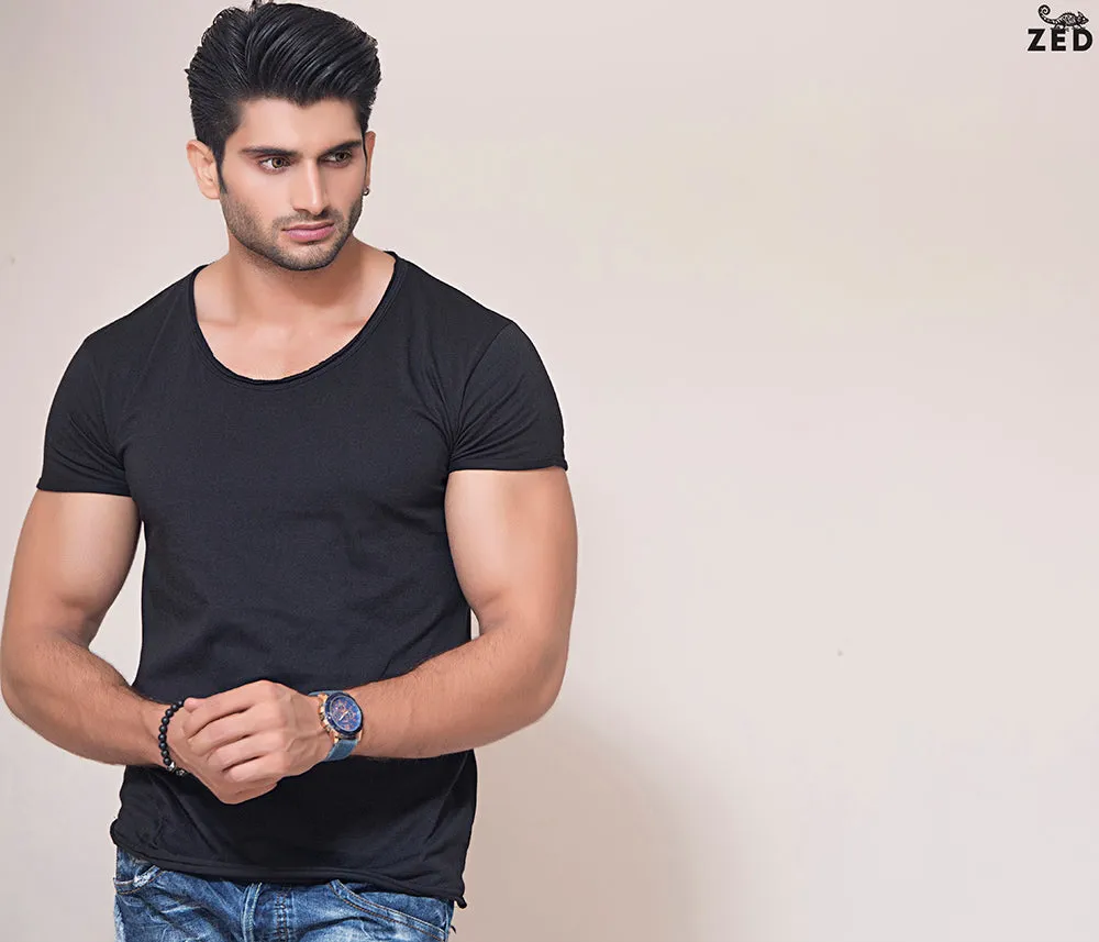 Black Scoop Neck