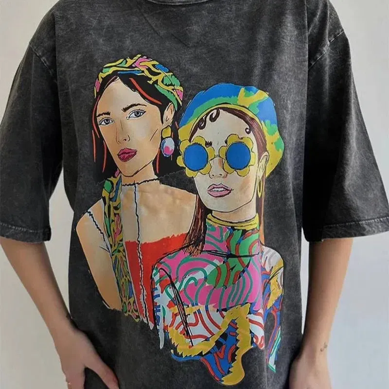 Blessyuki Quality Acid Wash TShirt Plus Size Vintage Style