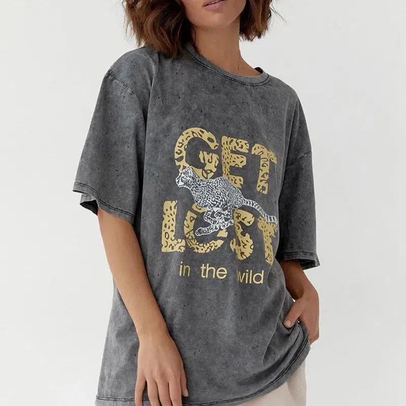 Blessyuki Quality Acid Wash TShirt Plus Size Vintage Style