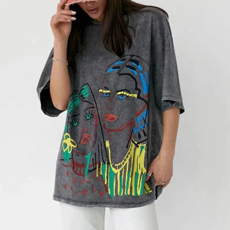 Blessyuki Quality Acid Wash TShirt Plus Size Vintage Style