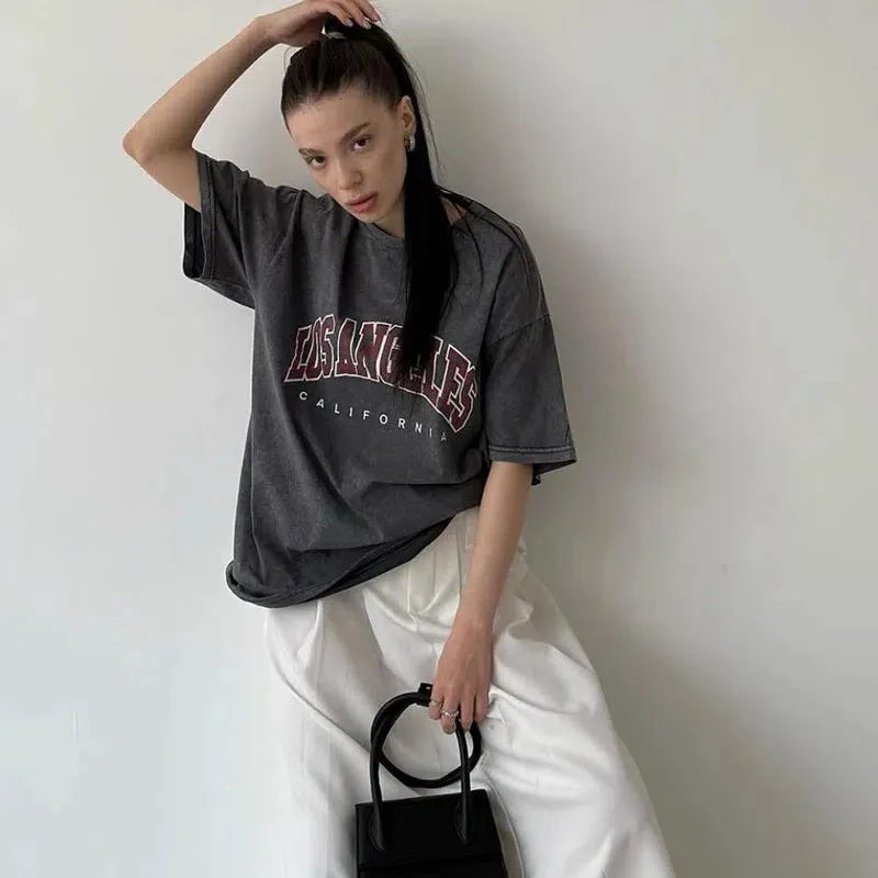 Blessyuki Quality Acid Wash TShirt Plus Size Vintage Style