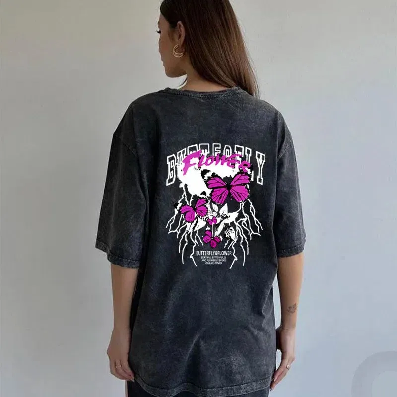 Blessyuki Quality Acid Wash TShirt Plus Size Vintage Style