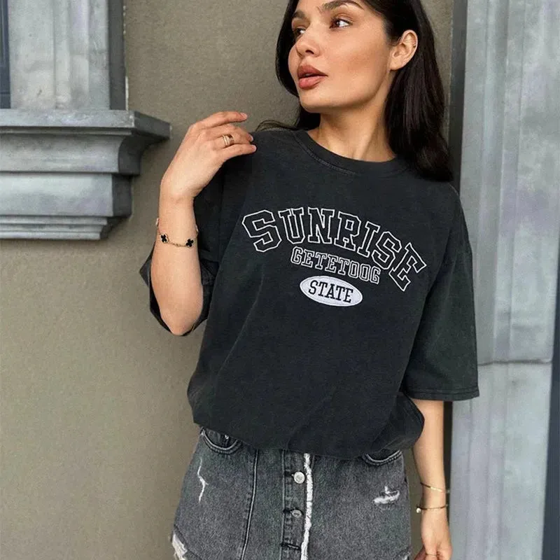 Blessyuki Quality Acid Wash TShirt Plus Size Vintage Style